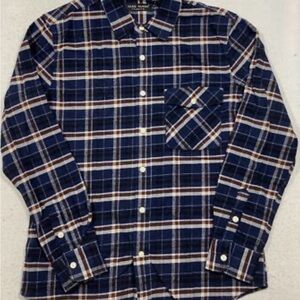 Slate & Stone Navy and White Plaid Button Down Shirt